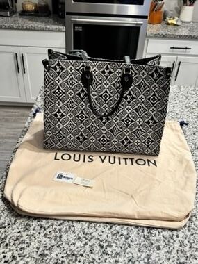 Louis Vuitton OnTheGo GM Since 1854 Jacquard Tote Bag M57207 Black Ivory